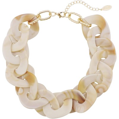 Chunky Acrylic Cuban Chain Choker Necklace - Bold Bib Collar for Women