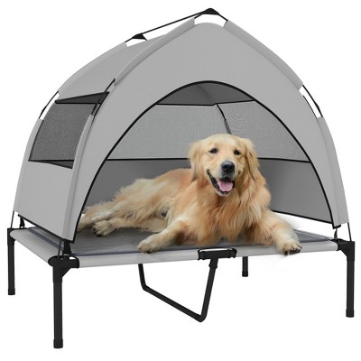 PawHut Elevated Dog Bed, Portable Raised Pet Bed with Removable Canopy, Cooling Pad, Storage Bag, Outside Pet Cot for Large Dogs