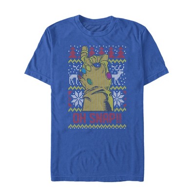 Men's Marvel Ugly Christmas Oh Snap Thanos T-Shirt