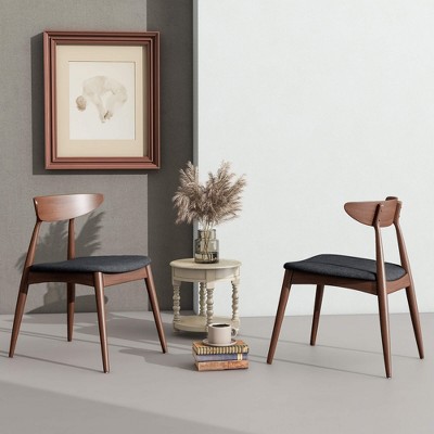 ORRD Set of 2 Retro Rubberwood Chairs with Ergonomic Back & Plush Cushions