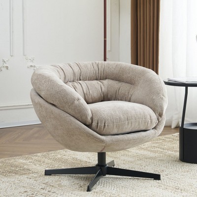 Sapphtopaz 360°Swivel Accent Chair Chenille Modern Chair with Black Metal Base Comfortable Accent Chairs for Living Room, Bedroom, Nursery
