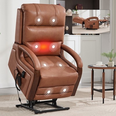 ChicFurnit Living Room Chair Arm Accent Chair Chenille / Leatheraire Power Lift Recliner with Massage Heat Dual Motor Elder Chair for Living Room