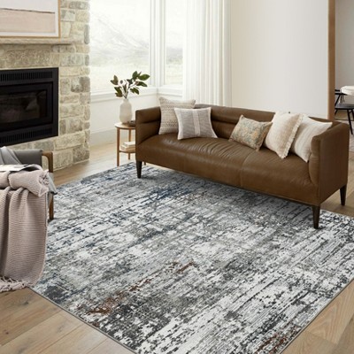 Modern Indoor Abstract Striped Area Rug Washable Low Pile Non Slip Carpet for Living Room Bedroom Soft Easy Care Foldable Floor Mat