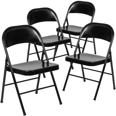 Emma and Oliver 4 Pack Double Braced Commercial Party Events Steel Metal Folding Chair