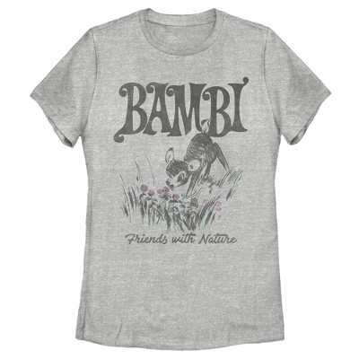 Women's Bambi Friends With Nature Artistic Sketch T-Shirt