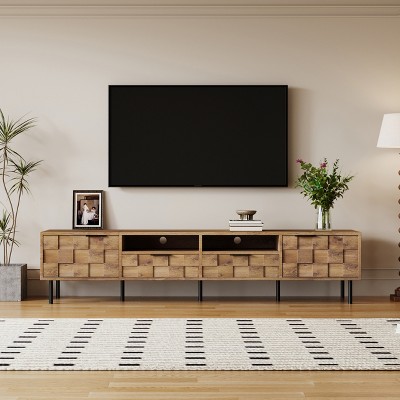 LOVSON Medieval-style TV cabinet, suitable for 85-inch TVs, multifunctional entertainment centre, suitable for living rooms, bedrooms