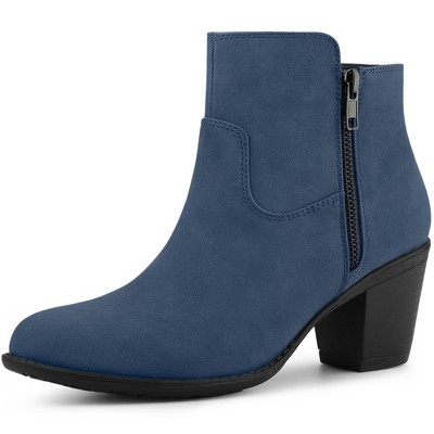 Allegra K Women's Halloween Round Toe Stacked Chunky Heel Zipper Ankle Booties