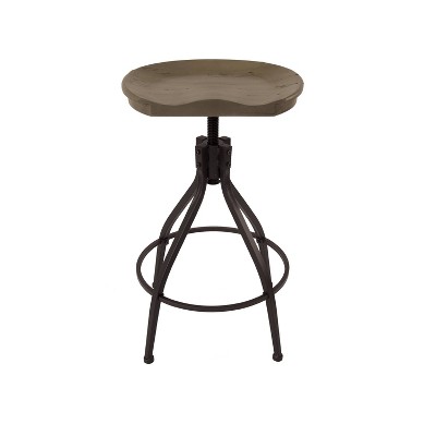 HomePop Maurice Backless Adjustable Stool Brown: Metal & Wood Frame, Farmhouse Style, 250lb Capacity
