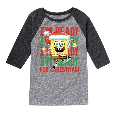 Boys' - SpongeBob SquarePants - I'm Ready For Christmas Raglan Graphic T-Shirt