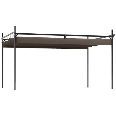 Outsunny 10' x 13' Retractable Pergola Canopy, Metal Outdoor Pergola for Garden, Patio, Backyard, Deck, Brown
