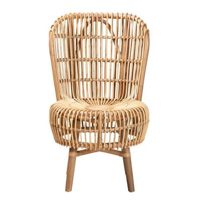 bali & pari Nagoya Natural Rattan Tall Lounge Chair Natural Brown: Armless, Spot Clean, No Assembly Required
