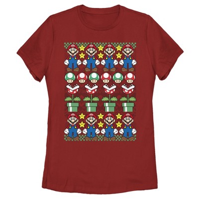 Women's Nintendo Ugly Christmas Mario T-Shirt