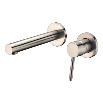 Sumerain Wall Mount Bathroom Sink Faucet Brushed Nickel, Brass Rough-in Valve Included Single Handle