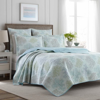 Laura Ashley Saltwater Reversible Quilt Set Blue