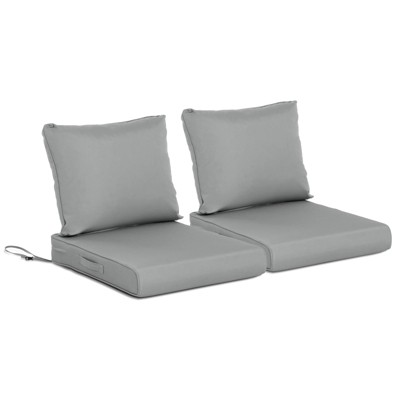 Aoodor Outdoor Deep Seat Cushion Set, Waterproof Patio Furniture Cushions with Adjustable Straps & Removable Cover, Set of 2