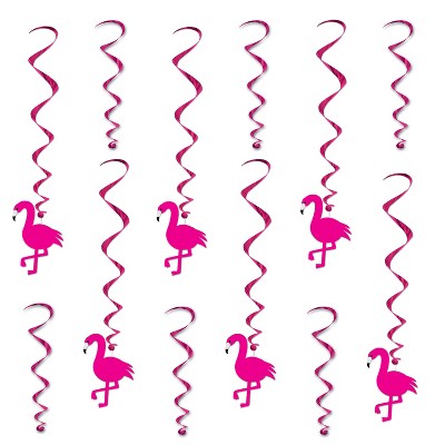 Beistle Flamingo Whirls, 17"-25.5", (24/Pkg) Multicolored