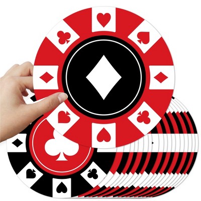 Big Dot of Happiness Las Vegas - Assorted Poker Chip Decorations DIY Casino Large Party Essentials - Set of 20
