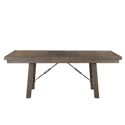 5pc Dex Extendable Dining Table Set, 4 Upholstered Chairs - Picket House Furnishings: Smokey Walnut, Turnbuckle Detail