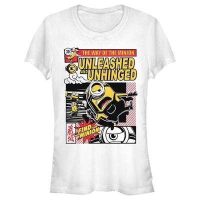 Juniors Womens Minions: The Rise of Gru Unleashed and Unhinged Poster T-Shirt