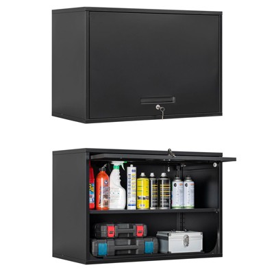 Mlezan Wall-Mounted Cabinet: Steel Metal Storage for Garage or Workshop.Heavy-Duty Floating Shelf for Tools and Supplies.Assembly Required.