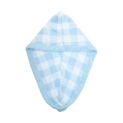 Unique Bargains Water-absorbent Plaid Hair Towel 1 Pc