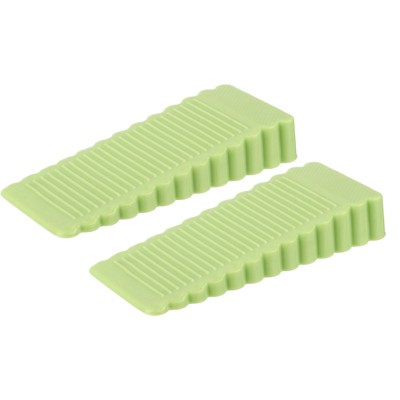 Unique Bargains ABS Wedge Anti-Slip Stripe Mini Floor Mount Door Stoppers 2 Pcs