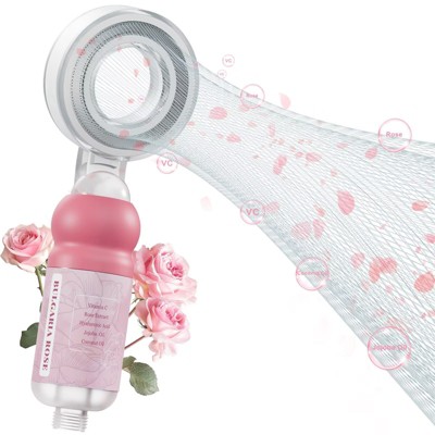 Vitamin C & Aromatherapy Skincare Spa Shower Head with Handheld, Pink Filtered Showerhead for Hard Water