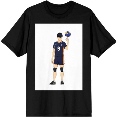 Haikyu Anime Cartoon Tobio Kageyama Character Men's Black Graphic Tee