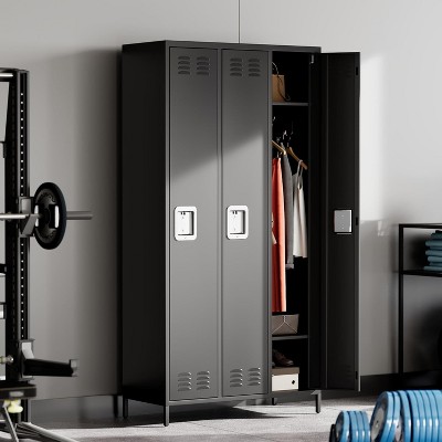 Garvee Steel Storage Locker Cabinet, 72" Heavy-Duty Metal Locker for School, Gym & Office, Black
