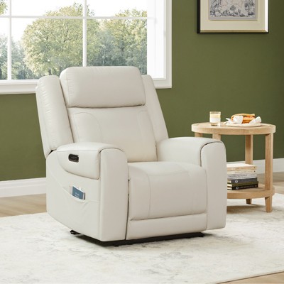 Spruce & Spring Dual Motor Genuine Leather Power Recliner With Power Headrest
