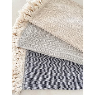 Turkish Cotton Herringbone Throw with Tassels