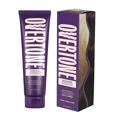 Overtone Royal Plum Hair Mask- Semi-Permanent Hair Dye & Color Conditioner- Vegan, Ammonia-Free, Deep Purple for Brown & Blonde Hair