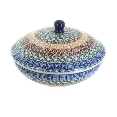 Blue Rose Polish Pottery C55 Ceramika Artystyczna Covered Bowl