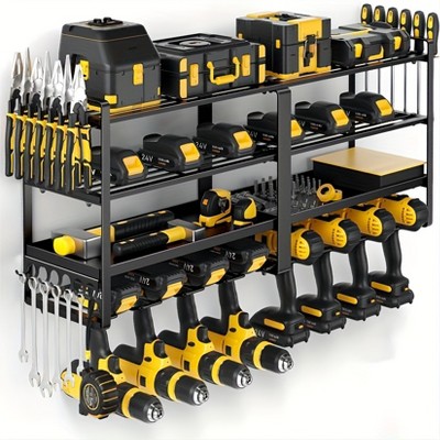 Keenray Power Tool Organizer Wall Mount - 4 Layers Storage Rack with 8 Drill Holders for Drills Cordless Tools. for Workshop Shed Pegboard Basement