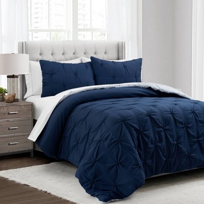 Ravello Pintuck BIAB Soft Reversible Printed Comforter with Sheet Set - Lush Décor