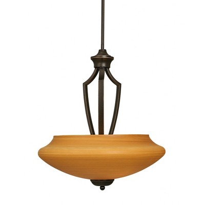 Toltec Lighting Zilo 3 - Light Pendant in  Dark Granite with 18" Zilo Cayenne Linen  Shade