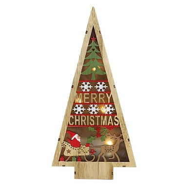 Christmas 13.25 In Snowman/Santa Lit Plaque , Led Battery (1PC)