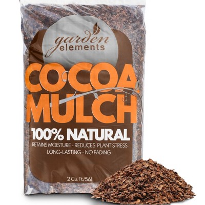 Garden Elements 100% Natural Cocoa Bean Shell Mulch for Gardens, Flower Beds, Potted Plants, Mulching 2 CF