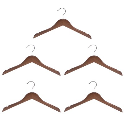 Unique Bargains Non-Slip Solid Wooden Suit Hangers with 360° Swivel Round Hook and Soft Stripes