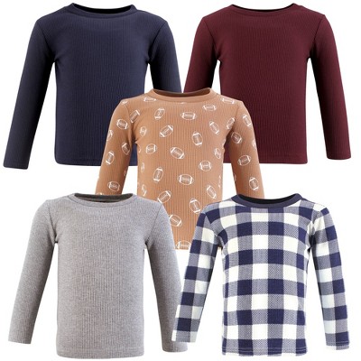 Hudson Baby Boys Thermal Long Sleeve Tees 5pk, Football