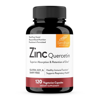 Sandhu’s Zinc Quercetin Supplement for Men and Women, Supports Immune Health, 120 Vegetarian Capsules