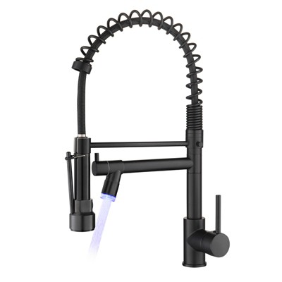 Gulches LED Commercial Kitchen Faucet with Pull Down Sprayer, Single Handle Single Lever Kitchen Sink Faucet