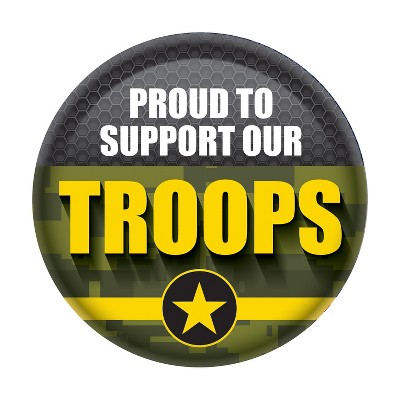 Beistle Proud To Support Our Troops Button, 2", (6/Pkg) Multicolored