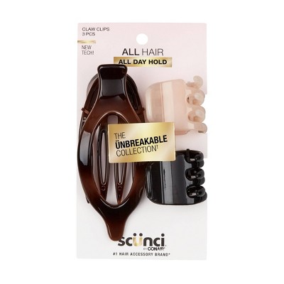 scünci Unbreakable Flat Claw Clips - All Hair - 3pcs