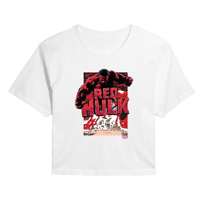 Women's - Marvel - Angry Red Hulk Cropped Graphic T-Shirt