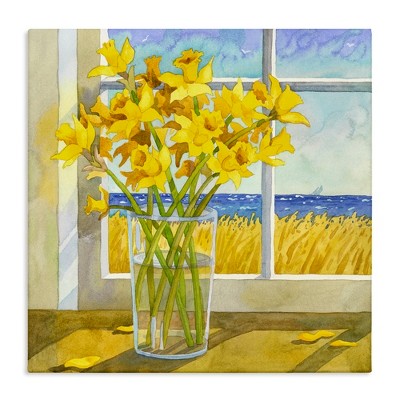 Stupell Industries Daffodils in Seaside Window Canvas Wall Art
