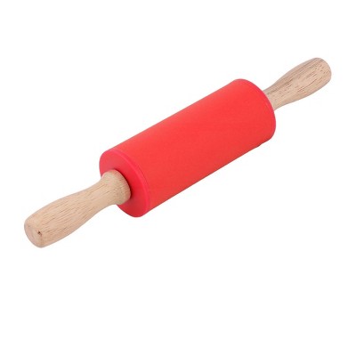 Unique Bargains Lightweight Smooth Surface Comfortable Rolling Pin 4" Red 1 Pc