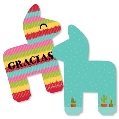 Big Dot of Happiness Let's Fiesta - Shaped Thank You Cards - Fiesta Thank You Note Cards with Envelopes - Set of 12