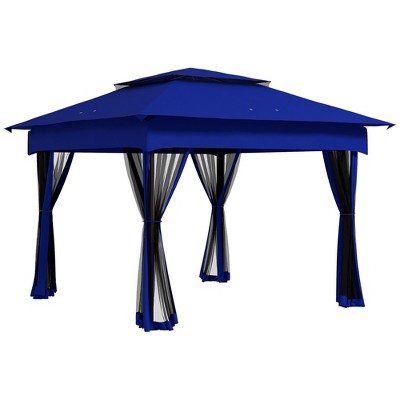 Outsunny 11' x 11' Pop Up Gazebo Outdoor Canopy Shelter with 2-Tier Soft Top, and Removable Zipper Netting, Event Tent with Large Shade
