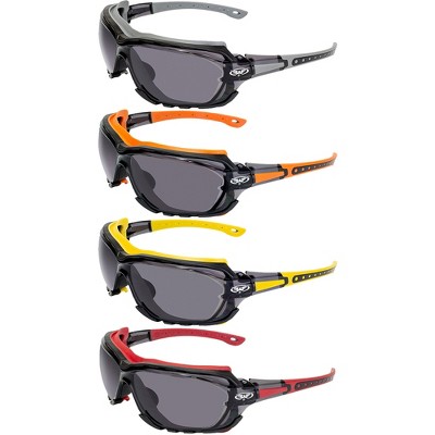 4 Pairs of Global Vision Eyewear Octane Safety Motorcycle Glasses with Smoke, Smoke, Smoke, Smoke Lenses